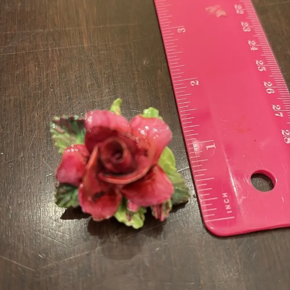 Vintage Staffordshire Elegant Pink Rose Brooch